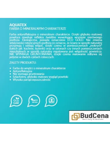 Supreme. Aquatex - krzemianowa farba ekologiczna! Eko! Antyrefleksyjna!'