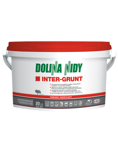 Dolina Nidy INTER-GRUNT 20 kg - Preparat gruntujący pod tynki gipsowe (Warstwa szczepna z piaskiem kwarcowym)