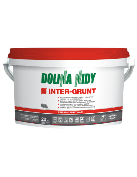 Dolina Nidy INTER-GRUNT 20 kg - Preparat gruntujący pod tynki gipsowe (Warstwa szczepna z piaskiem kwarcowym)