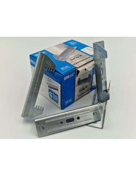 Łącznik HatClip 30 (5906506982107). Wydajność: ~3,5szt/m2. Dystans od 15mm. Do profili kapeluszowych 48x15. Opakowanie 25szt