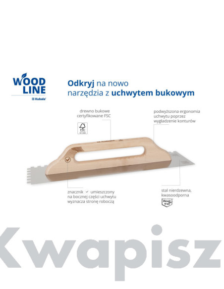 Kubala Paca nierdzewna 130x480 mm, ząb 12x12 mm, WOOD LINE
