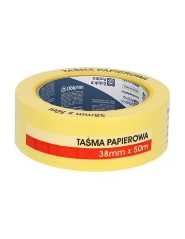 BLUE DOLPHIN taśma papierowa żółta malarska 38mm x 50m do maskowania HMTSTY_04789