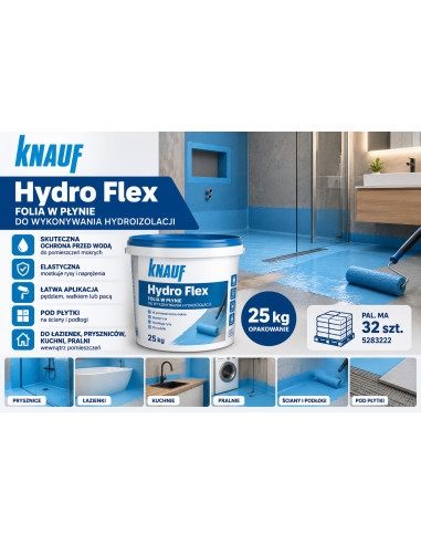KNAUF Hydro Flex 25 kg folia w płynie do wykonywania hydroizolacji, pal. ma 32 szt., 5283222