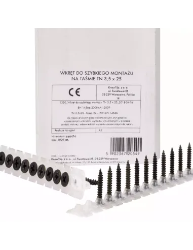 KNAUF TN 3,5   35 mm na taśmie wkręty do szybkiego montażu płyt GK, 1000 szt., 668477