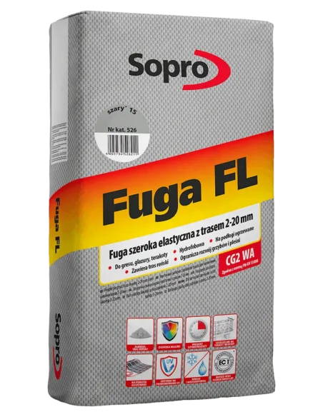 SOPRO  FL Fuga szeroka elastyczna z trasem piaskowo-szara 18 627/25 kg