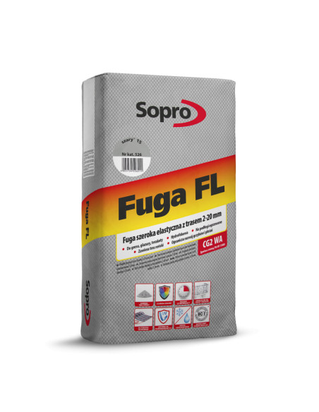 SOPRO  FL Fuga z trasem szeroka elastyczna szary 15 526/25 kg.