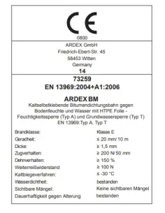 ARDEX BM Bitumiczny arkusz samoprzylepny 2