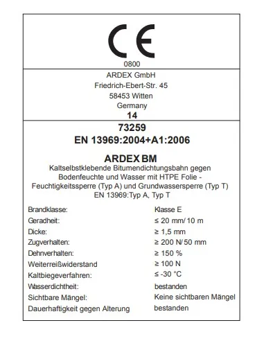 ARDEX BM Bitumiczny arkusz samoprzylepny