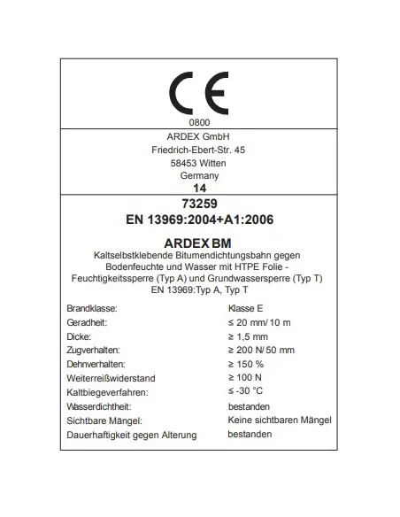 ARDEX BM Bitumiczny arkusz samoprzylepny
