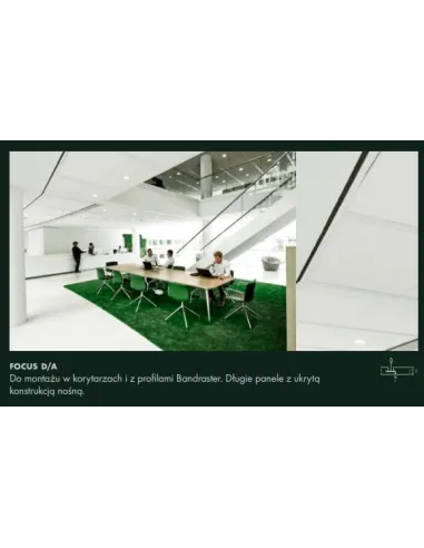 Ecophon Focus płyty sufitowe, różne krawędzie, kolory, 1m2