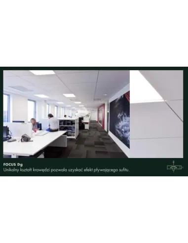 Ecophon Focus płyty sufitowe, różne krawędzie, kolory, 1m2