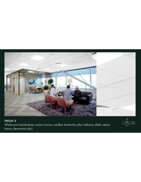 Ecophon Focus płyty sufitowe, różne krawędzie, kolory, 1m2