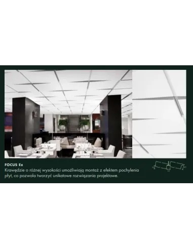 Ecophon Focus płyty sufitowe, różne krawędzie, kolory, 1m2
