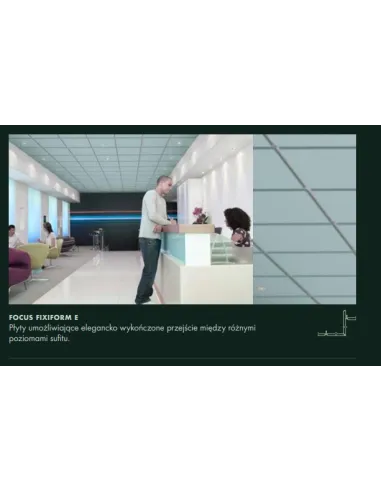 Ecophon Focus płyty sufitowe, różne krawędzie, kolory, 1m2
