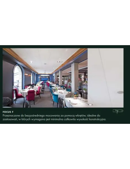 Ecophon Focus płyty sufitowe, różne krawędzie, kolory, 1m2