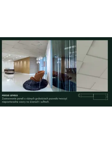 Ecophon Focus płyty sufitowe, różne krawędzie, kolory, 1m2