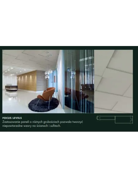 Ecophon Focus płyty sufitowe, różne krawędzie, kolory, 1m2