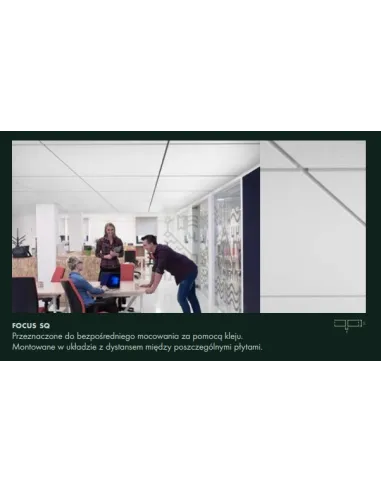 Ecophon Focus płyty sufitowe, różne krawędzie, kolory, 1m2
