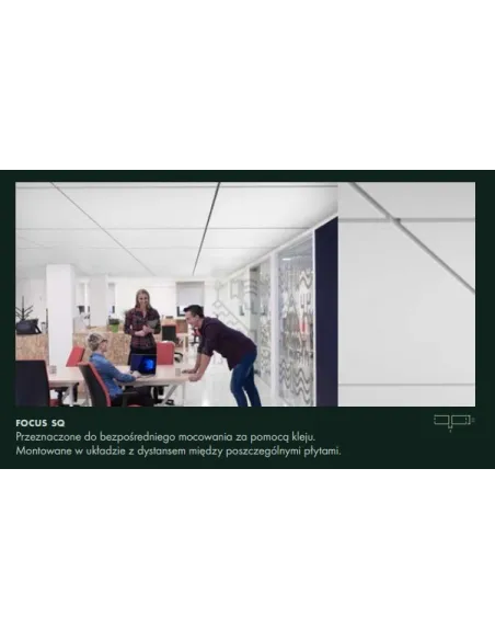 Ecophon Focus płyty sufitowe, różne krawędzie, kolory, 1m2