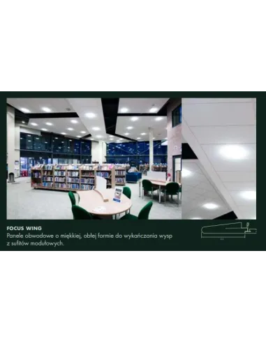 Ecophon Focus płyty sufitowe, różne krawędzie, kolory, 1m2