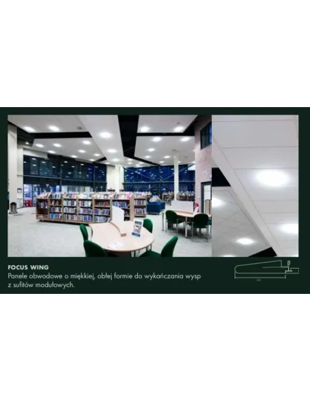Ecophon Focus płyty sufitowe, różne krawędzie, kolory, 1m2